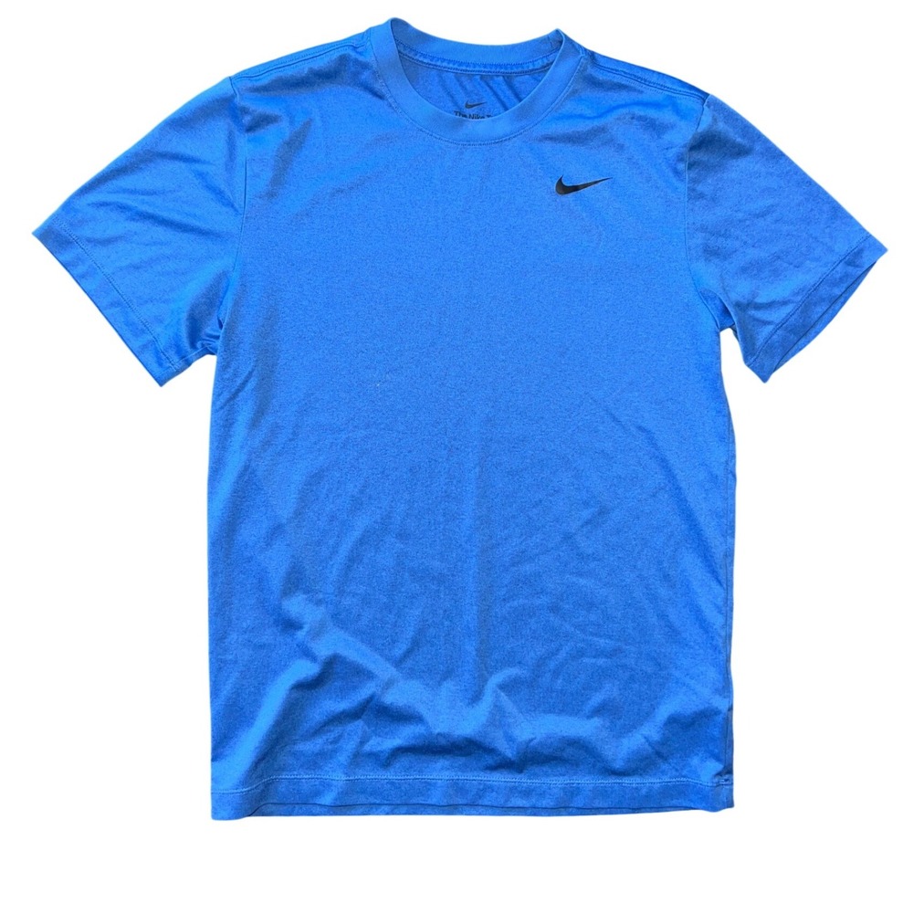 Nike Dri Fit Kids T Shirt Blue Short‎ Sleeve Athletic Tee Swoosh Large 10 12